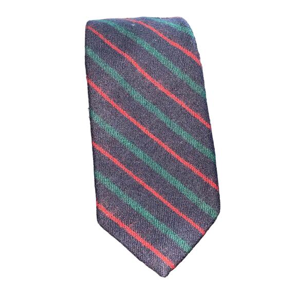 Brooks Brothers Vintage Wool Striped Classic preppy Navy Blue Green Red Tie - Picture 4 of 7
